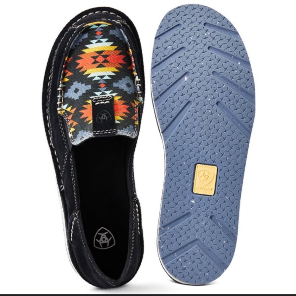Ariat Cruiser Black Suede/ Deepest Aztec Slip on shoes size 10B